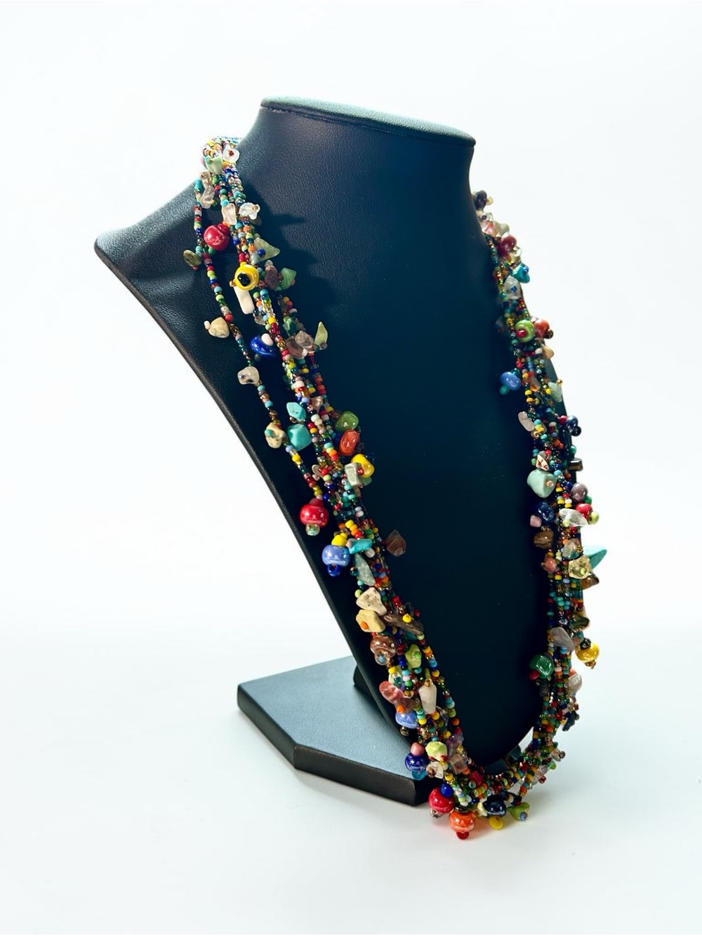 Artisan Colorful Multi-Strand Funky Beads Necklace Boho - Picture 4 of 8